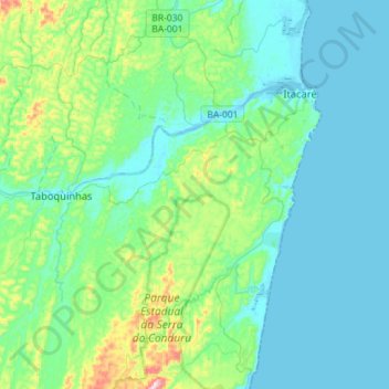 Itacaré topographic map, elevation, terrain