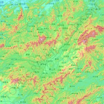 黄山市 topographic map, elevation, terrain