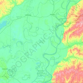 Concordia Parish topographic map, elevation, terrain