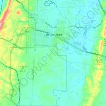 Fort Oglethorpe topographic map, elevation, terrain