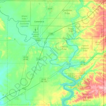 Ottawa County topographic map, elevation, terrain