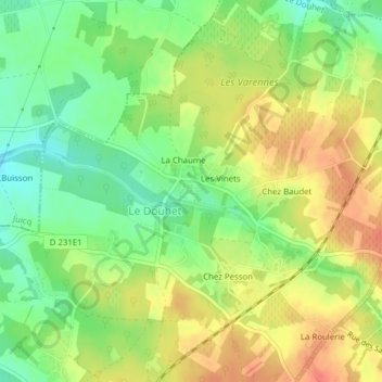 Château du Douhet topographic map, elevation, terrain