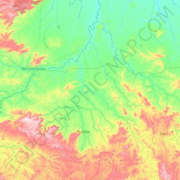 Microrregião de Aragarcas topographic map, elevation, terrain