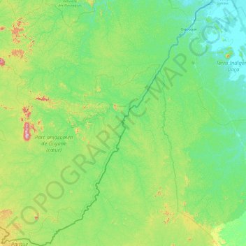 Rio Oyapoque topographic map, elevation, terrain
