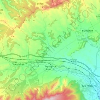 l'Espluga de Francolí topographic map, elevation, terrain