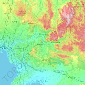 Yarra River topographic map, elevation, terrain