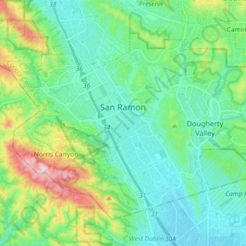 San Ramon topographic map, elevation, terrain