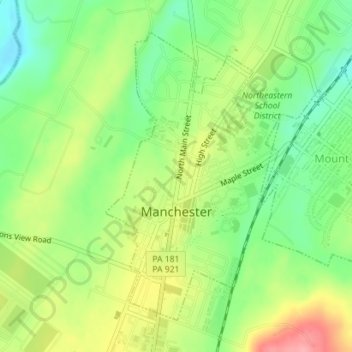 Manchester topographic map, elevation, terrain