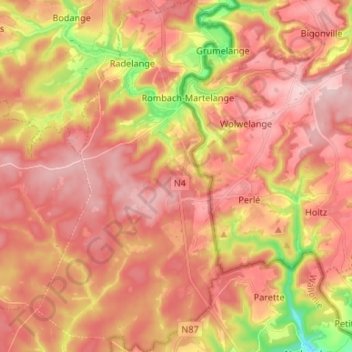 Martelange topographic map, elevation, terrain