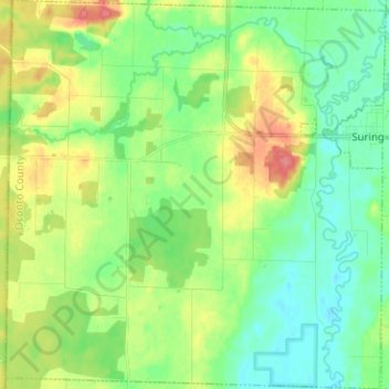 Town of How topographic map, elevation, terrain