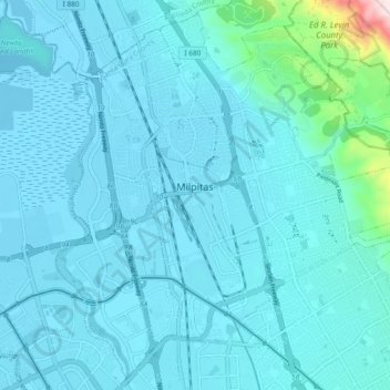 Milpitas topographic map, elevation, terrain