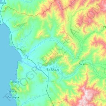 La Ligua topographic map, elevation, terrain