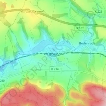 Westhausen topographic map, elevation, terrain