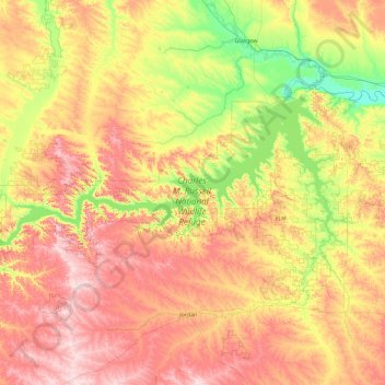 Fort Peck Lake topographic map, elevation, terrain