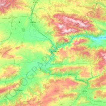 Amasya Merkez topographic map, elevation, terrain