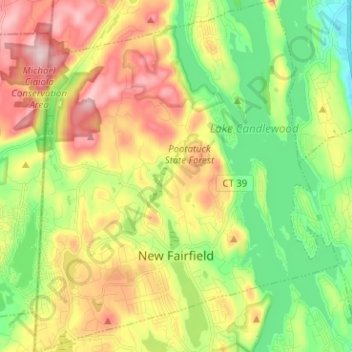 New Fairfield topographic map, elevation, terrain