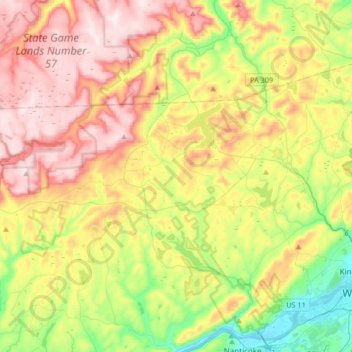 Back Mountain topographic map, elevation, terrain