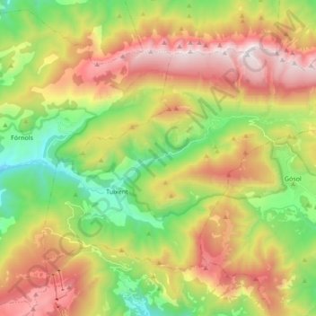 Josa i Tuixén topographic map, elevation, terrain