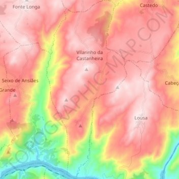 Vilarinho da Castanheira topographic map, elevation, terrain