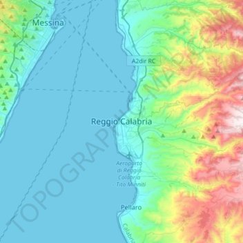 Reggio Calabria topographic map, elevation, terrain
