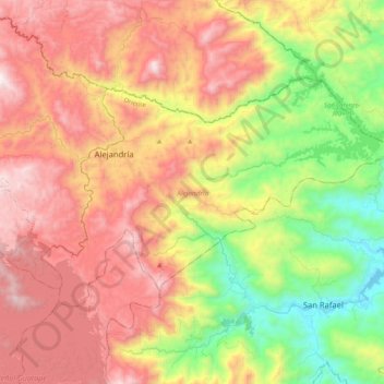 Alejandría topographic map, elevation, terrain