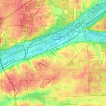 Lemont Township topographic map, elevation, terrain