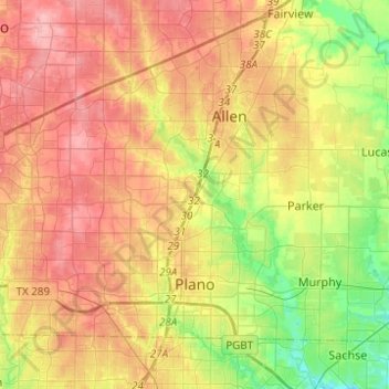 Plano topographic map, elevation, terrain