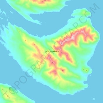 Isla Wickham topographic map, elevation, terrain