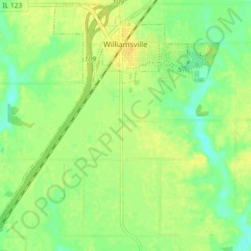 Williamsville topographic map, elevation, terrain