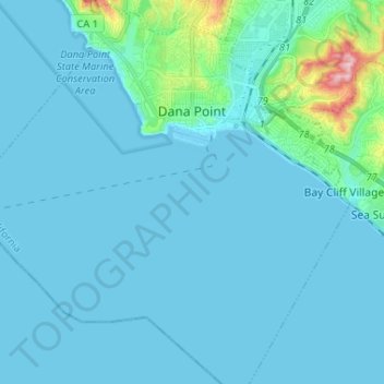 Dana Point topographic map, elevation, terrain