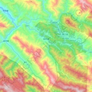 高燕镇 topographic map, elevation, terrain