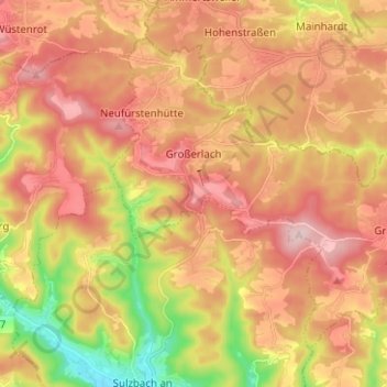 Großerlach topographic map, elevation, terrain