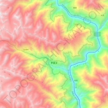 罗麦乡 topographic map, elevation, terrain