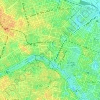 La Zaidía topographic map, elevation, terrain