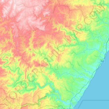 Umzumbe Local Municipality topographic map, elevation, terrain