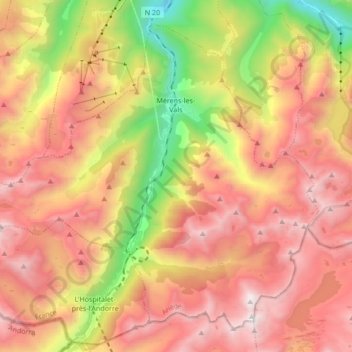Mérens-les-Vals topographic map, elevation, terrain