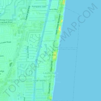 Lauderdale-by-the-Sea topographic map, elevation, terrain