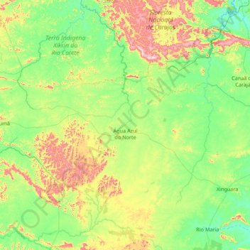 Água Azul do Norte topographic map, elevation, terrain