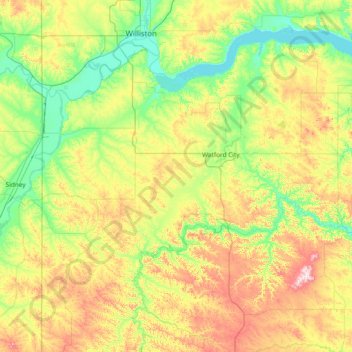 McKenzie County topographic map, elevation, terrain