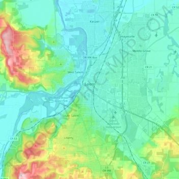 Salem topographic map, elevation, terrain