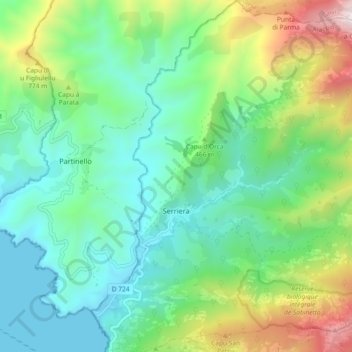 Serriera topographic map, elevation, terrain
