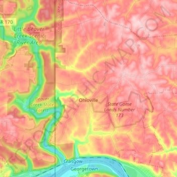 Ohioville topographic map, elevation, terrain