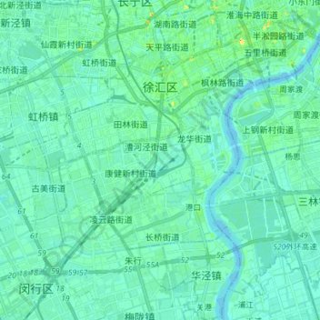 Xuhui District topographic map, elevation, terrain