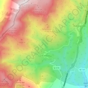 La Acebeda topographic map, elevation, terrain