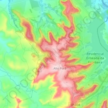 Alto Porã topographic map, elevation, terrain
