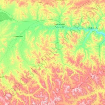 Tosontsengel topographic map, elevation, terrain