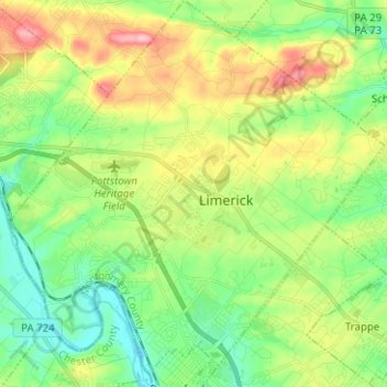 Limerick Township topographic map, elevation, terrain