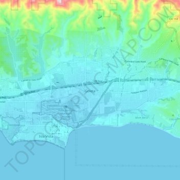 Goleta topographic map, elevation, terrain