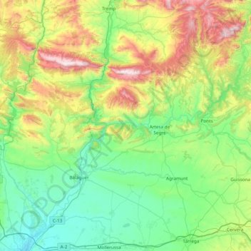 Noguera topographic map, elevation, terrain