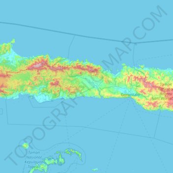 Gorontalo topographic map, elevation, terrain
